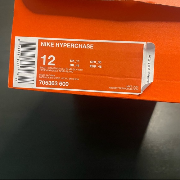 Nike Hyperchase Bright Crimson Men's Basketball Shoe Size 12 - Picture 11 of 11